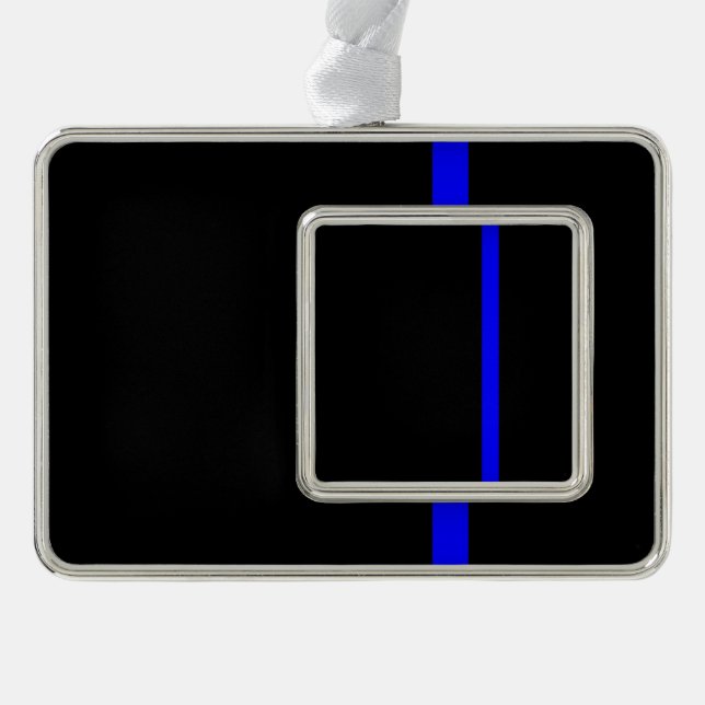 The Symbolic Thin Blue Line Vertical Style Silver Plated Framed Ornament (Front)