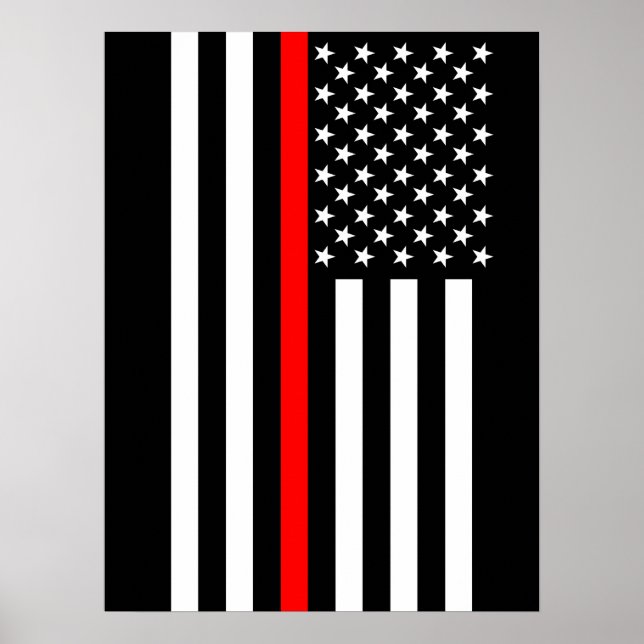 The Symbolic Thin Red Line American Flag Poster (Front)