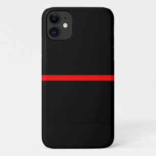 The Symbolic Thin Red Line on Solid Black on a iPhone 11 Case