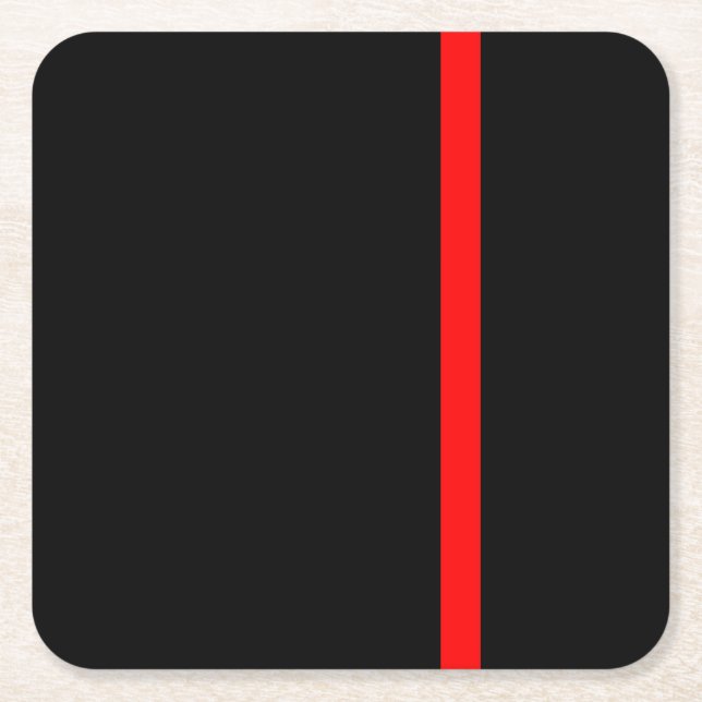 The Symbolic Thin Red Line Vertical Square Paper Coaster (Front)