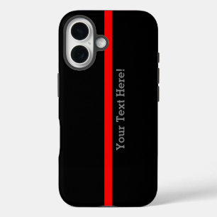 The Symbolic Thin Red Line Your Text on Black iPhone 16 Case