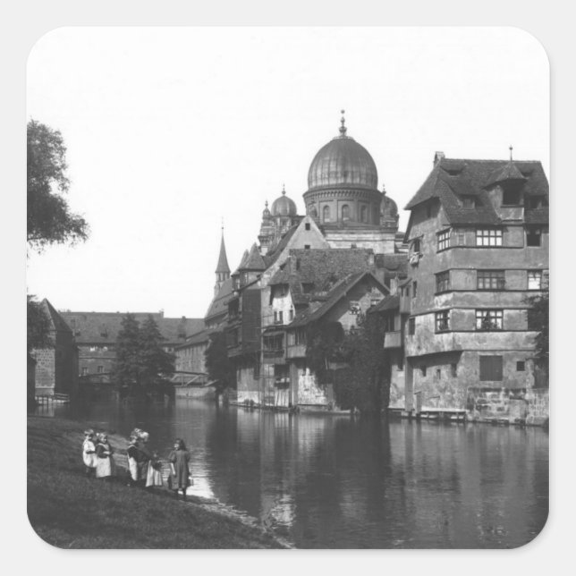 The synagogue at Nuremberg, c.1910 Square Sticker (Front)