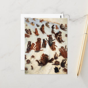 The Tabby Toboggan Club by Louis William Wain Postcard