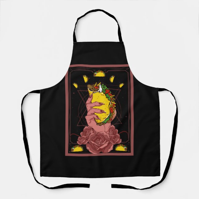 The Taco Tarot Card Funny Taco Lover Tacos Mexican Apron (Front)