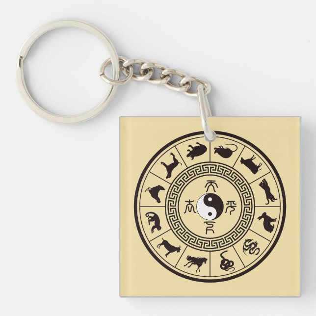 The Tai Chi Zodiac Wheel Key Ring (Front)