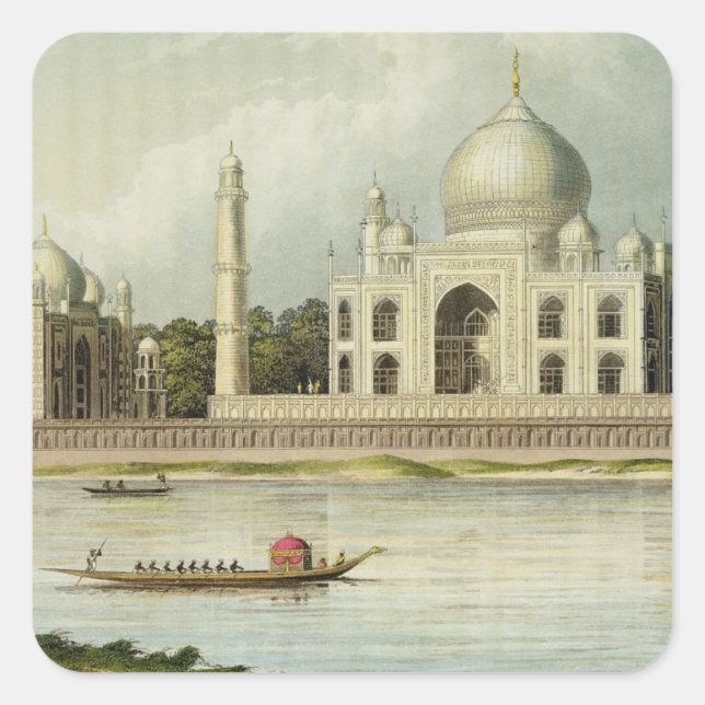 The Taj Mahal, Tomb of the Emperor Shah Jehan and Square Sticker (Front)