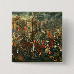 The Taking of Constantinople (oil on canvas) 15 Cm Square Badge