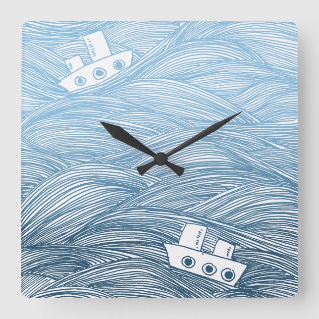 The Tale of Two Ships Square Wall Clock (Front)