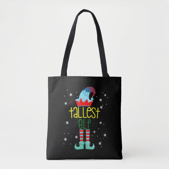 The Tallest Elf Family Matching Group Christmas Tote Bag (Front)
