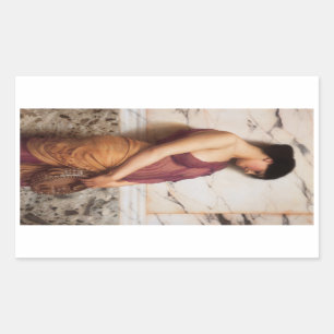 The Tambourine Girl by John William Godward Rectangular Sticker