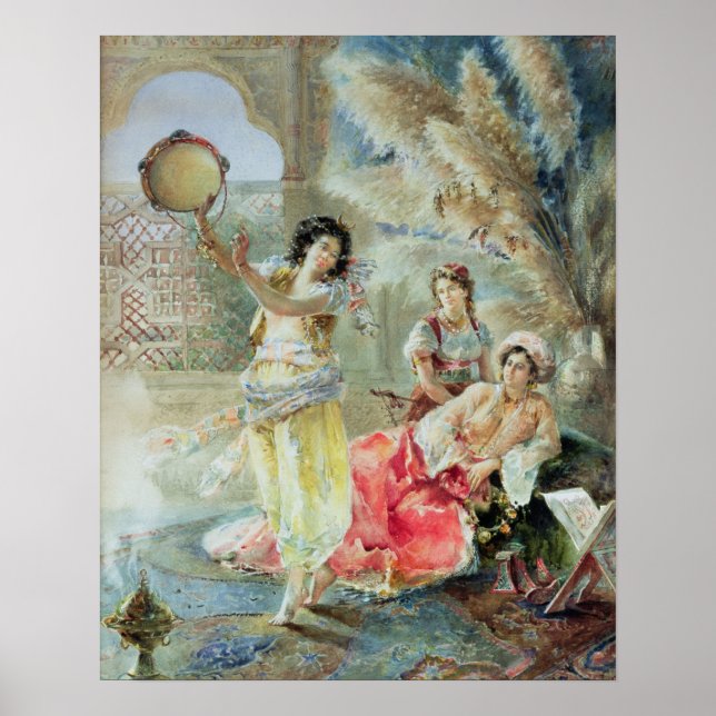 The Tambourine (w/c on paper) Poster (Front)