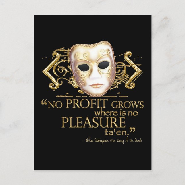 The Taming of the Shrew Quote (Gold Version) Postcard (Front)