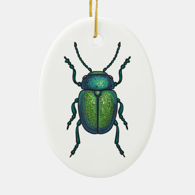 The tansy beetle ceramic ornament (Back)