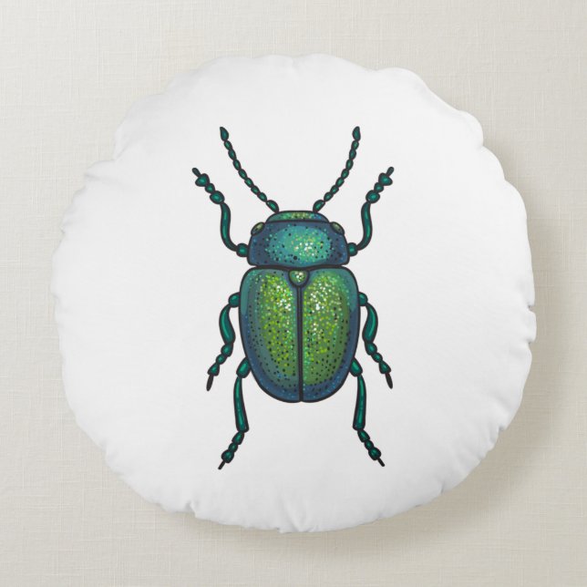 The tansy beetle round cushion (Front)