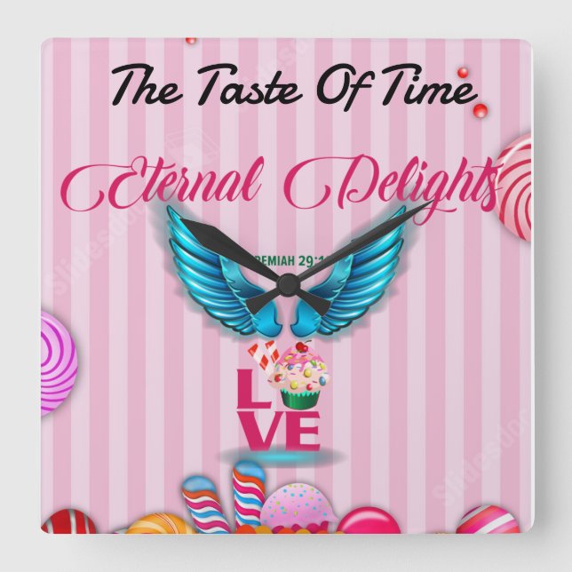 The "Taste Of Time" Square Wall Clock (Front)
