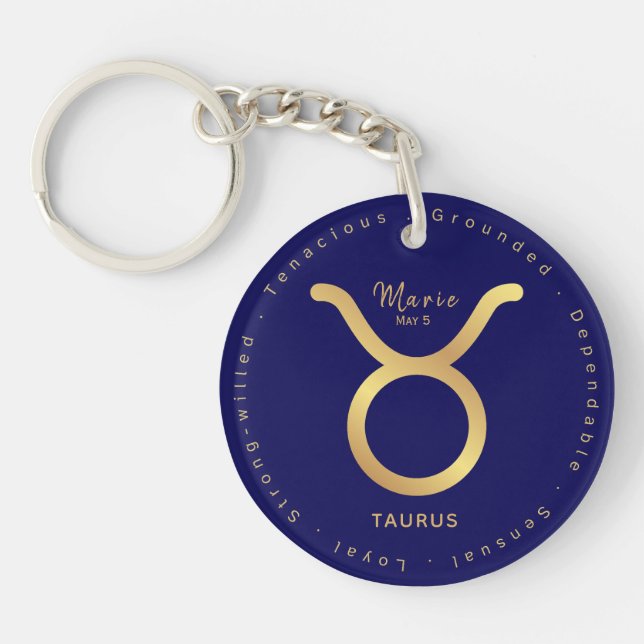 The Taurian Star -  Personalised Zodiac Key Ring (Front)