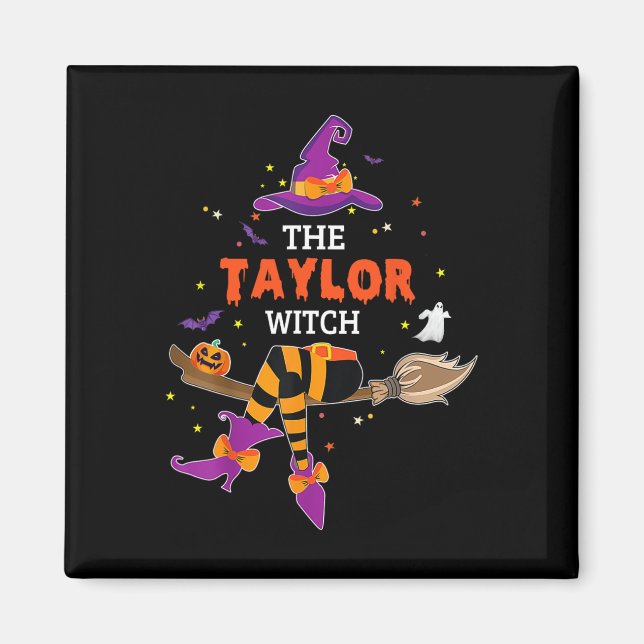 The Taylor Witch Hat Halloween Ghost Surname First Magnet (Front)