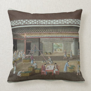 The Tea Depot (gouache on silk) Cushion