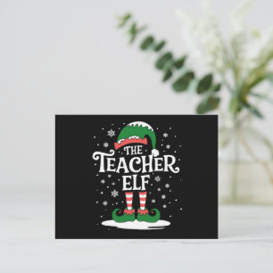 The Teacher Elf Christmas Family Matching Group Holiday Postcard