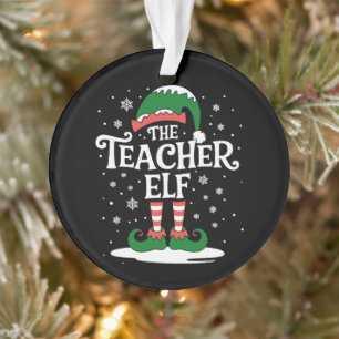 The Teacher Elf Christmas Family Matching Group Ornament