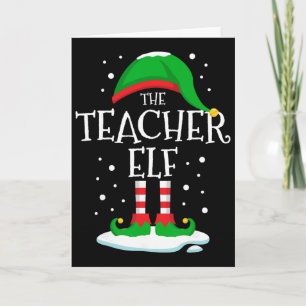 The Teacher Elf Christmas Family Matching Xmas Gro Card