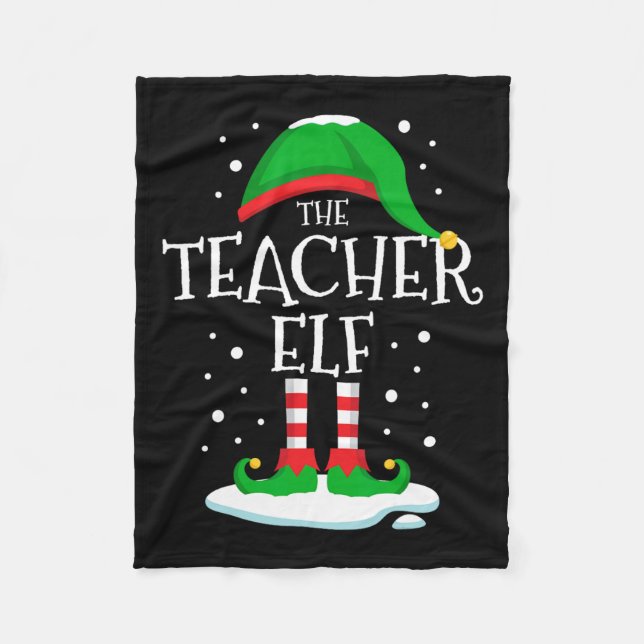 The Teacher Elf Christmas Family Matching Xmas Gro Fleece Blanket (Front)
