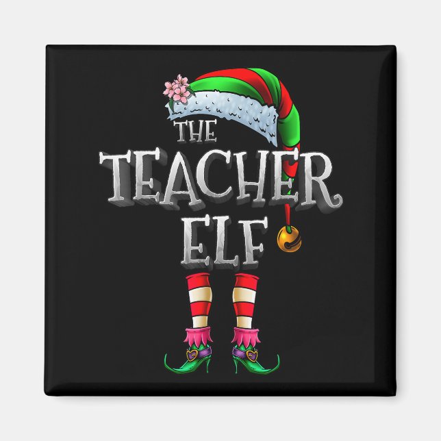 The Teacher Elf Shirt Matching Family Funny Christ Magnet (Front)