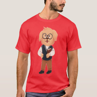 The teacher is a doga dog with a book and glasses T-Shirt