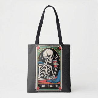The Teacher Skeleton Coffee Vintage Retro Educator Tote Bag
