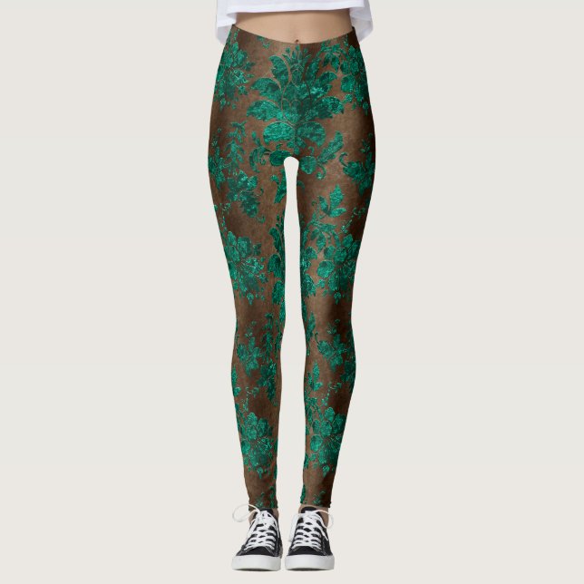 The Teal Velvet  Series Design 3  Leggings (Front)
