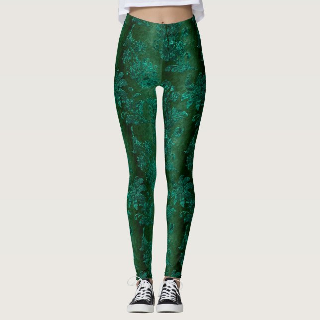 The Teal Velvet  Series Design 4  Leggings (Front)