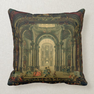 The Teatro Reale in Turin (oil on canvas) Cushion
