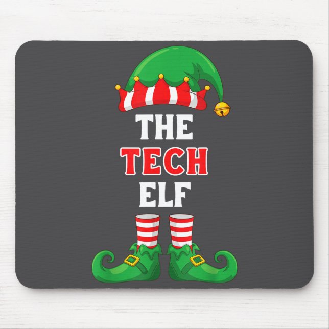 The Tech Elf Shirt Christmas For It Guy Tech Suprt Mouse Pad (Front)