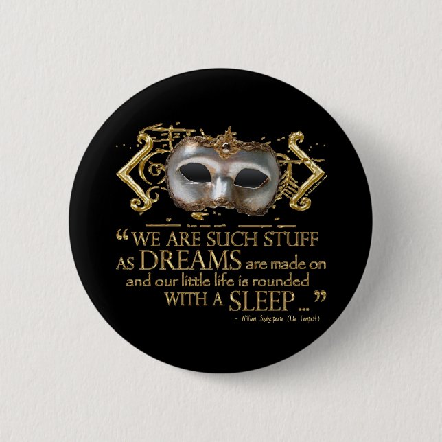 The Tempest Quote (Gold Version) 6 Cm Round Badge (Front)