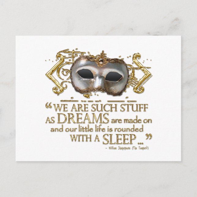 The Tempest Quote (Gold Version) Postcard (Front)