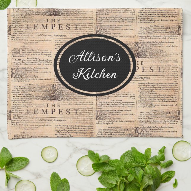 The Tempest Shakespeare Personalised Kitchen Towel (Folded)