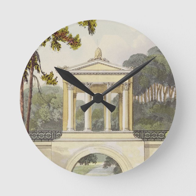 The Temple Bridge, from Ackermann's 'Repository of Round Clock (Front)