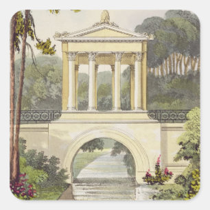 The Temple Bridge, from Ackermann's 'Repository of Square Sticker