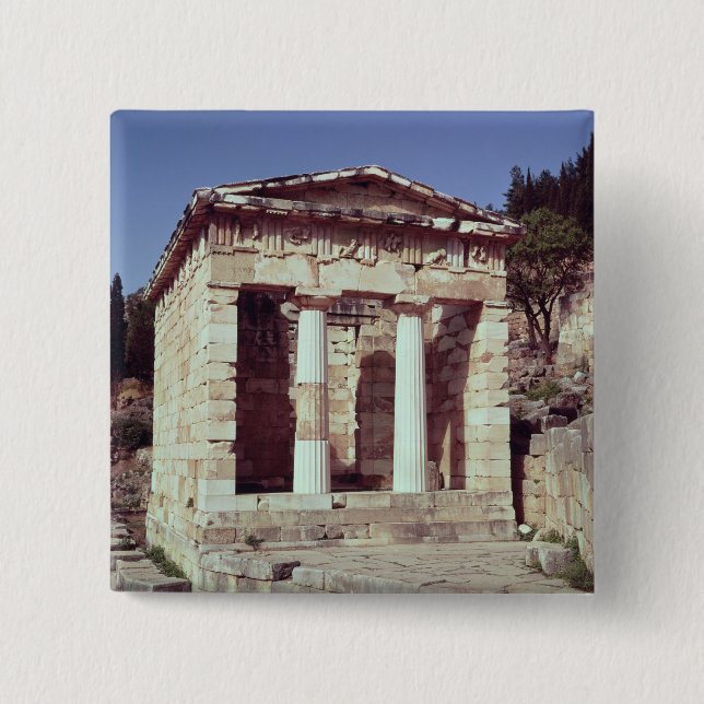 The Temple of the Treasures of the Athenians 15 Cm Square Badge (Front)