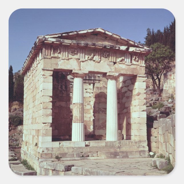 The Temple of the Treasures of the Athenians Square Sticker (Front)