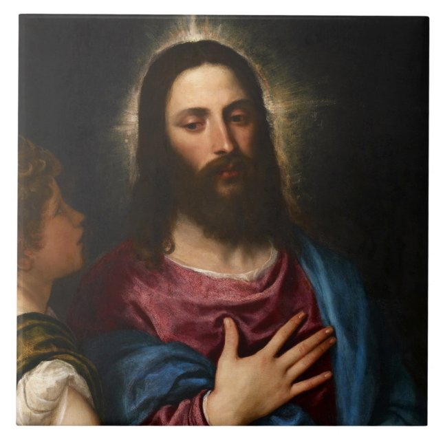 The Temptation of Christ, Titian Ceramic Tile (Front)