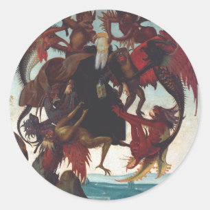 The Temptation of Saint Anthony by Michelangelo Classic Round Sticker