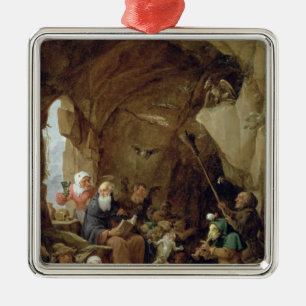 The Temptation of St. Anthony in a Rocky Cavern Metal Ornament