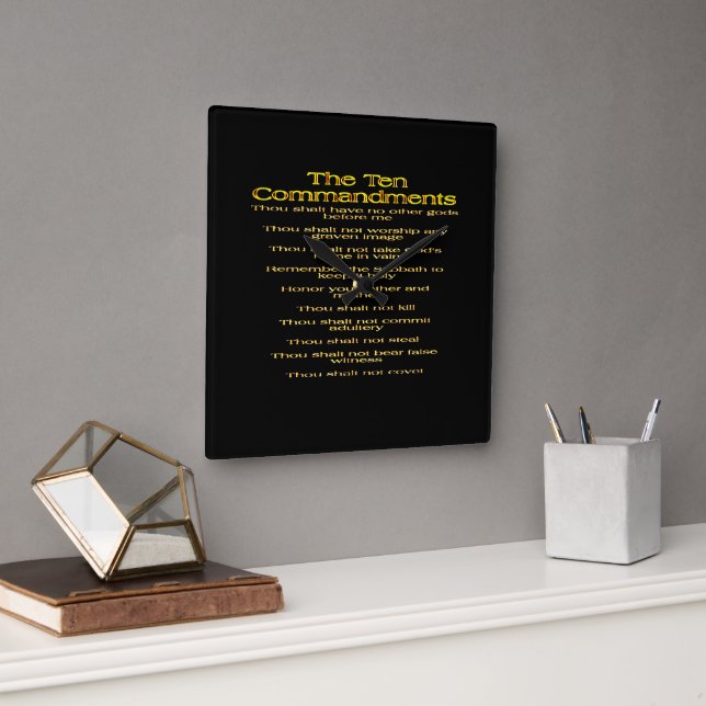 The Ten Commandments 01 Square Wall Clock (Office)