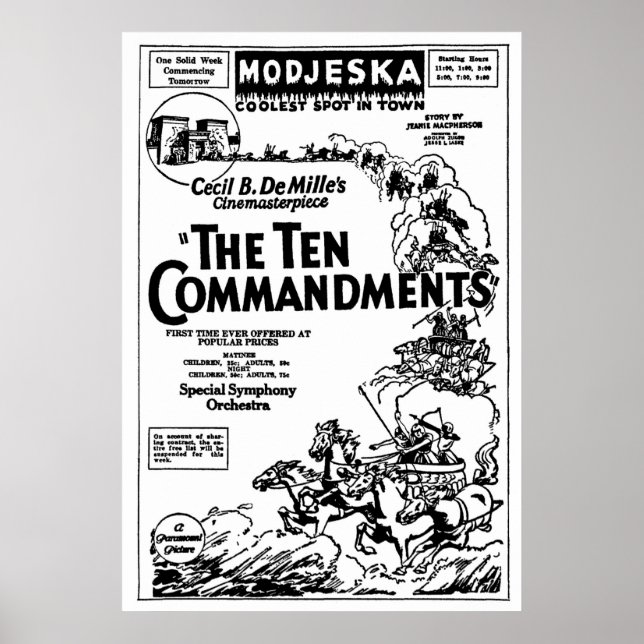 The Ten Commandments 1925 vintage movie ad poster (Front)