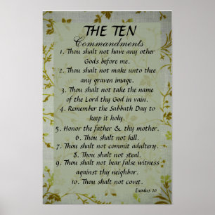 The Ten Commandments bible verse Exodus 20 Poster