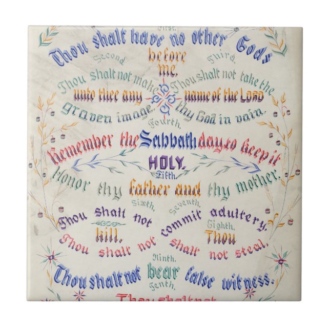 ''The Ten Commandments'' ceramic tile (Front)