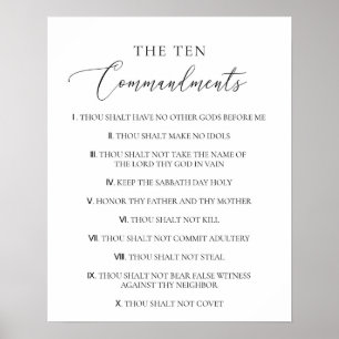 The Ten Commandments Christian Bible Verse Church Poster
