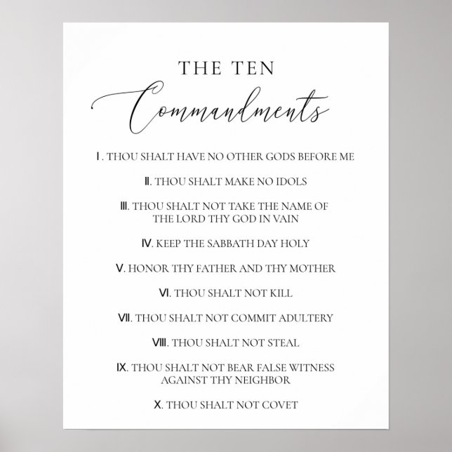 The Ten Commandments Christian Bible Verse Church Poster (Front)
