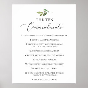 The Ten Commandments Christian Bible Verse Church Poster